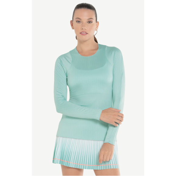 NWT K-Swiss Pleated L/S Long Sleeve Nile Green Tennis Women's Shirt - Size Small - Picture 1 of 11